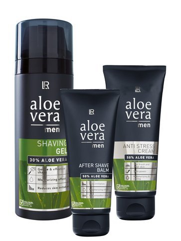 Aloe Vera Men-Set (Shaving Gel 150ml, After Shave Balsam 100ml, Anti-Stress-Cream 100ml) by LR