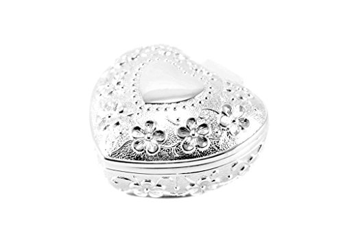 SCHMUCKSCHATULLE HERZ MIT BLUMEN MOTIV BLÜTEN SCHMUCKETUI ETUI SILBER NEU + BRILLIBRUM® FLYER Geschenke Für Muttertag Geschenkidee Kinder (Schmuckschatulle ohne Gravur)