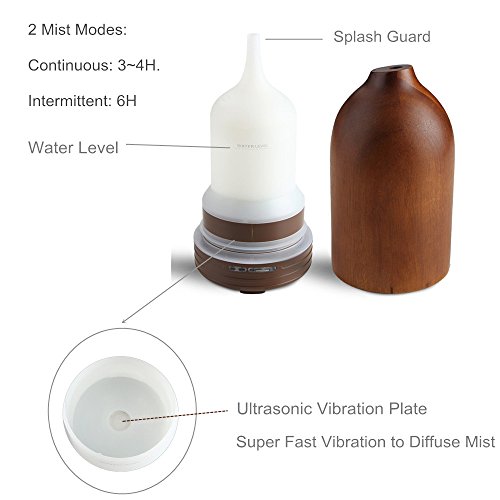 Joly Joy Aroma Diffuser für ätherische Öle Aromatherapy Ultraschallvernebler 100ml mit Kaltnebel aus Holz (Braun Holz) - 2