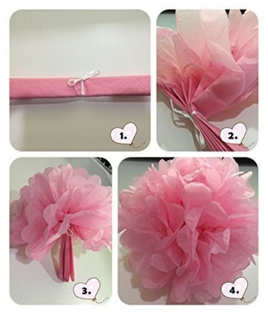 CUTADORNS 14pcs Tissue Paper Flower Big Size, Tissue Paper Flower Ball Pom-poms For Rainbow Theme Party / Wedding / Home / Outdoor Decoration Mixed Colors & Sizes