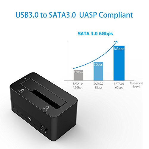 ORICO USB 3.0 Type C Externe Festplatten-Dockingstation mit UASP für 2,5 / 3,5 Zoll SATA III SSD und HDD – Schwarz - 2