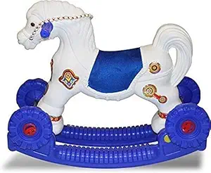 Besties 2 in 1 Baby Horse Rider for Kids 1-3 Years Birthday Gift for Kids/Boys/Girls (White & Blue)