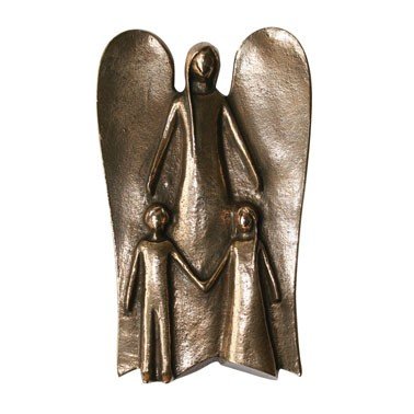 Bronze - Schutzengel mit zwei Kindern Grösse: 14 cm
