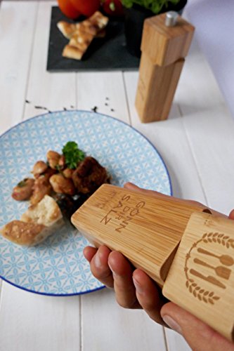 Hochwertiges Salz und Pfeffermühle Set aus Bambus Holz | 2- teiliges Gewürzmühlen Set aus Bambus und Edelstahl in modernem Design mit Keramikmahlwerk | manuelle Premium Gewürzmühlen - 5