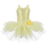 ✤ ELEGANTE DISEÑO: Top de lentejuelas brillante con patrón de moda. Falda de organza rizada con múltiples capas. Tejidos suaves y amigables con la piel, con buena elasticidad y cómodos de usar, permiten un movimiento fácil.