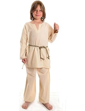 Mittelalter-Tunika naturbeige, grün, braun Kinder-Tunika Rittertunika