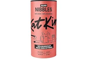 KatKin Salmon Nibbles (50g Tube) - 100% Fresh Fillet Freeze-Dried Cat Treats Made in the UK for Cats and Kittens