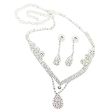 Women's Wedding Jewellery Sets Crystal Rhinestone Water Drop Bride Earrings & Necklace