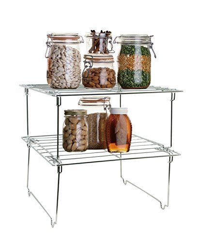 Lado Chrome Metal Kitchen Rack Storage Shelf 2 Levels (SI-K1008) - 15'' L x 8.75'' W x 6.75'' H by Lado