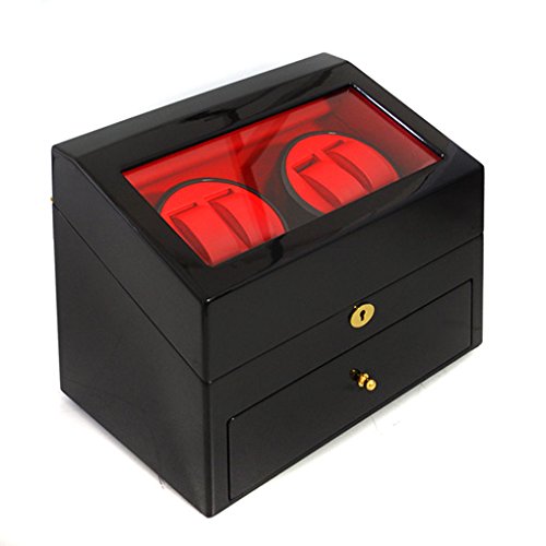 Klarstein Old Marshall Uhrenbeweger Uhrendreher Uhrenbox (für 10 Automatikuhren, mehrere Bewegungs-Modi, abschließbare Schublade, leise) schwarz-rot - 4