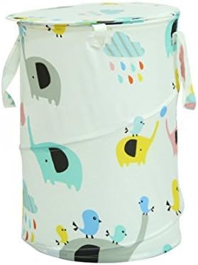 Ao blare Home Essentials Collapsible hamper Storage Bag Convenient Storage Bin For Bedroom, Closet, Toys, Laundry - Large Round (14 Wide x 20 High) tropical fish Stripe (Elephant) by Ao blare