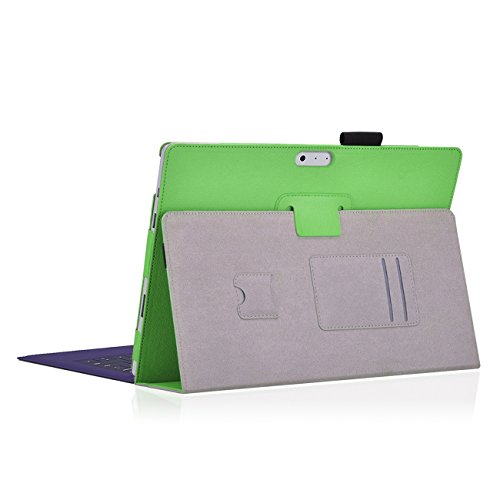 Microsoft Surface Pro 3 Cover Tasche mit praktischer Stand Funktion Case aus robustem Kunstleder kombiniert Schutz und Design für Ihr Microsoft Surface Pro 3 Hülle Case Grün von UC Express® - 4