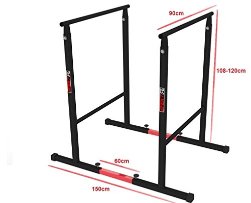 PROFI Dip Station Barren Dip Ständer 2 x Verbindungsrohr bis 280Kg ! Höhe verstellbar 108-120cm - 2