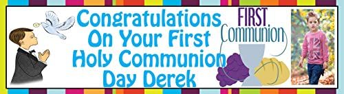 Personalised First (1st) Holy Communion party Banner - 4 Foot Long