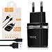 Produktbild NAUC / HOCO Netz Ladekabel passend für Samsung Galaxy Tab A 10.1 2019 Typ C Ladegerät Datenkabel Adapter Dual USB, Farbe:Schwarz