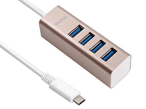 iHarbort USB 3.1 Type C USB-C Typ C auf 4-Port USB 3.0 Hub für die neue MacBook, Chromebook Pixel und andere USB-Typ-C-Gerät, Gold