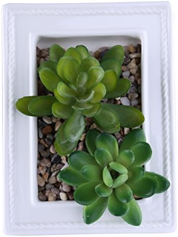 Greencherry(TM) White Ceramic Modern Photo Frame Design Rectangle succulent Plant Pot/Cactus Plant Pot Flower Pot/Container/Planter , 6.1 Inch