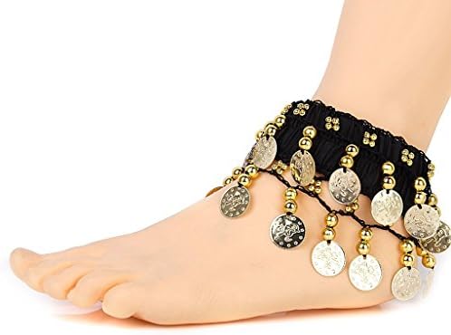 TFXWERWS 20 Golden Coins Black Women Belly Wrist Arm Dancing Cuff Ankle Bracelet Dancer Decor Present