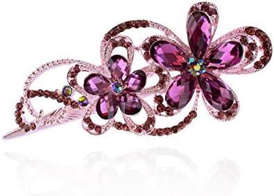 Totoroforet: Victoria/Rhinestones/Strass Bronze Retro Flower Shaped Hair Clip/Claw Clip --- Noble Purple