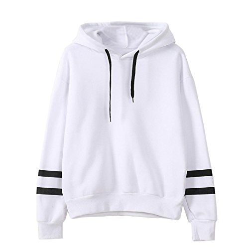 Preisvergleich Produktbild Damen Kapuzenpullover, Beikoard Damen Mode Elegante Langarm Kapuzen-Sweatshirt Pullover mit Kapuze Kapuzenpullis für Damen Herbst Winter Hoodies Sport Kapuzenpullover T-Shirt Tops Bluse (M, Weiß)