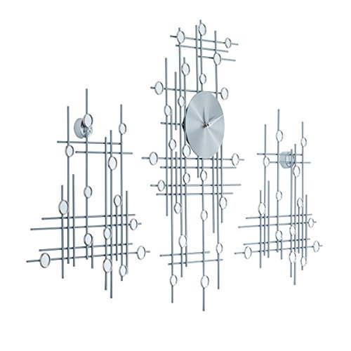 Wanduhr 3 Elemente individuell platzierbar analog Metall hochglanz modern silber