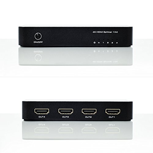 KanaaN HDMI Splitter 4K, HDMI 1×4 Splitter Switch UHD UHD-TV, 3D-Fähig, 1x HDMI-Eingang auf 4x HDMI Ausgänge | HDMI 4K Splitter bis 2160p - 4