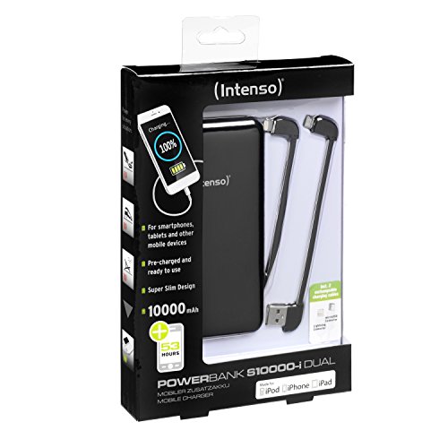 Intenso 7335530 Powerbank S10000-i Dual Slim externes Ladegerät (10000mAh, für Smartphone/Tablet PC/MP3 Player/Digitalkamera/Apple iPhone/iPad) inkl. Apple Lightning Kabel schwarz - 6