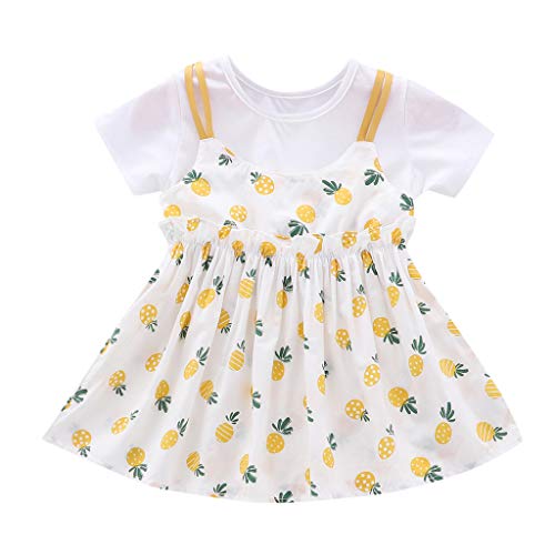 Preisvergleich Produktbild DQANIU Kurzarm Kleinkind Mädchen Ananas Druck Prinzessin Kleider Rüschen Kleid