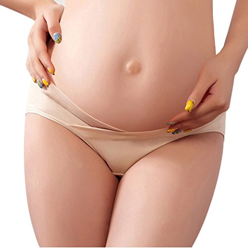 FEITONG New Cotton Maternity Panties Low-Waist Underwear (M, Khaki)