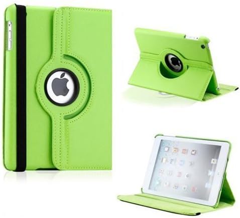 Amufi Green New iPad Mini 360 Degree Rotating Smart Leather Wallet Flip Stand Case Cover With Full Sleep Wake Comatibility+ Stlus Pen + Screen Protector + Polising Cloth (Green)