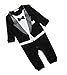 Tuxedo Onesie for Boys | Baby Romper Suit White and Black | Sizes 70, 80, 90, 100 | Suit with Bow Tie | 3 - 18 Months, black, 70 (EU)