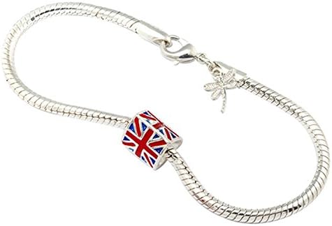 Anderson &amp; Webb Silver Plated Enamelled Union Jack Charm Bracelet