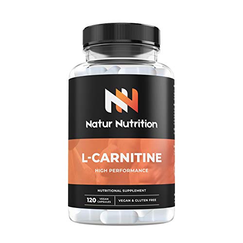 L-Carnitina, suplemento deportivo quemagrasas, ayuda perdida de peso, aumento de resistencia, rendimiento deportivo y reducción de fatiga muscular. 120 cápsulas vegetales, sin gluten. Fabricado en UE.