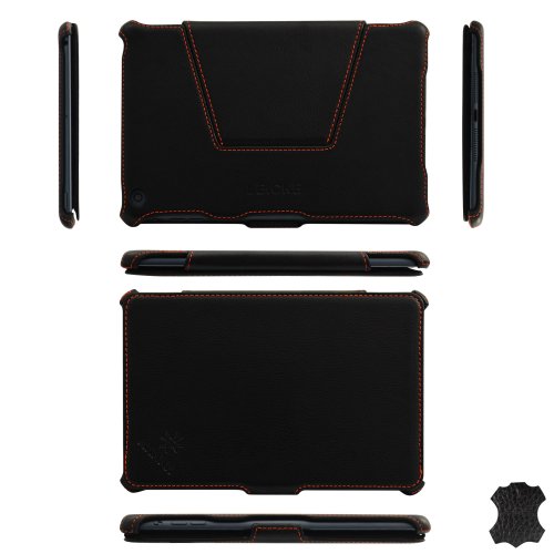 MANNA iPad Mini 3 und Mini 2 Retina Ultraslim Leder Tasche Case Etui Sleeve Cover Schutzhülle Hülle, III. Generation mit Easystand & CleverStrap, Echtleder | Autosleep – Funktion - 3