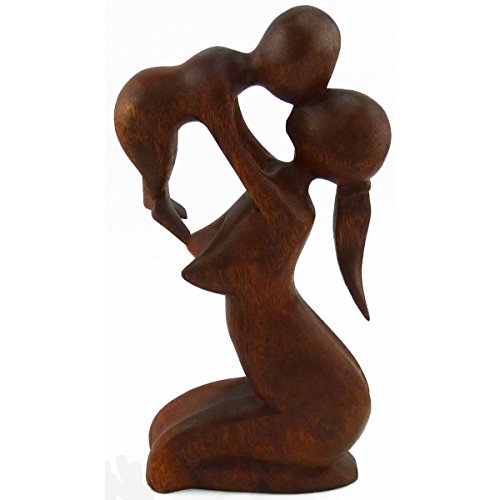 Holz Figur Skulptur Abstrakt Holzfigur Statue Afrika Asia Handarbeit Deko Mutter Größe 15 cm - 5
