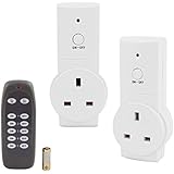 sourcingmap® 2 Pack Smart Home Automation UK Mains Plug Wireless Remote Control Sockets Switch for Lamps, Lights and Power Strips, 1 Remote + 2 Outlets