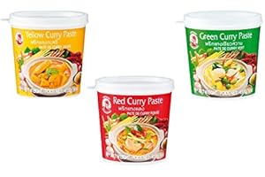 Lot de 3 Pâtes au Curry Cock 3 x 400g Jaune - Vert - Rouge Thai Rouge Jaune Pamai Pai