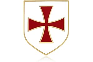 BOBIJOO Jewelry - Pino Scudo Templare Pin Cavaliere Metallo Email in bianco a Rosso Croce patente d'oro con Oro