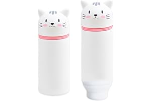 HTGWCG Kawaii Federmäppchen, 2 in 1 Federmäppchen aus weichem Silikon, Bleistift Beutel für Middle School, Ständer up Einziehbar Stifteköcher Schminke Tasche mit Reißverschluss