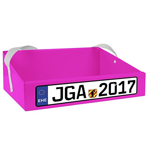 Bauchladen mit Aufdruck (Aufkleber) für Junggesellenabschied, Junggesellinnenabschied & Promotion (rosa, pink, blau, rot, weiß, schwarz)