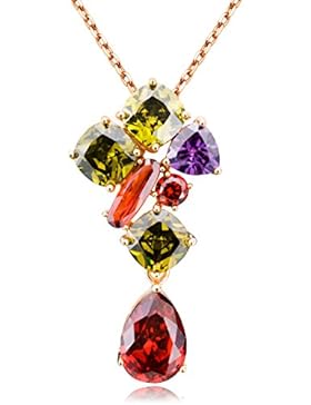 FLORAY Weihnachtsgeschenk für Frauen Wassertropfen Mehrfarbige Kristall Anhänger Halskette Modeschmuck