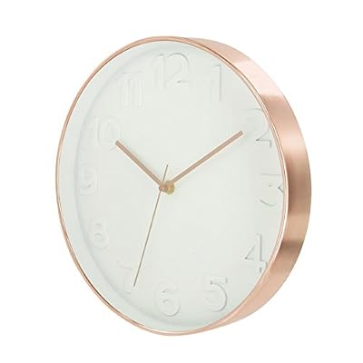 THE HOME DECO FACTORY HD3305 Horloge Ronde PP Blanc/Cuivre 30,70 x 4,50 x 30,70 cm