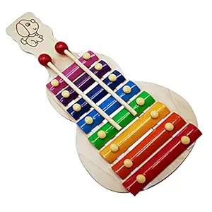Naayaab Craft Guitar Xylophone, Musical Toy for Kids with Child Safe Mallets, Best Educational Development Musical Kid Toy as Best Holiday/Birthday Gift for Your Mini Musicians, 8 Knocks Xylophone