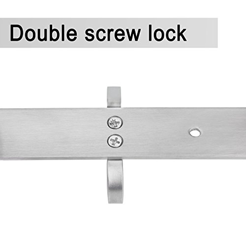 Kleiderhaken, Migimi Garderobenleiste Hakenleiste Edelstahl Rostfrei Wandhaken Mit 6 Haken für die Garderobe Garderobenhaken, 43.1 x 2.9 x 8 cm (Sliver) - 3