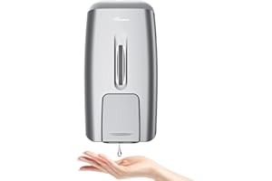 PLUSSEN Dispenser da Muro Manuale Sapone 800 ml Grande Capacità per Cucina Bagno Ristoranti Hotel Ospedali (9088-Argento)