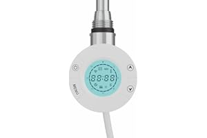 Warmehaus Smart WiFi Thermostatic Towel Rail Electric Heating Element with Timer LCD Display, Child Lock Function Dual Fuel for Bathroom Heated Towel Rails and Radiators White 600W