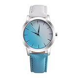 Flybuild, Analoge Armbanduhr für Damen, mit Quarzuhrwerk und Kunstlederband, Zweifarbig, Legierung, Blue + White, Einheitsgröße