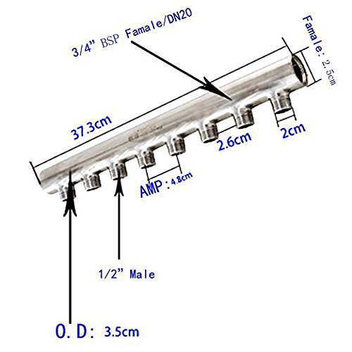Kingbull 8-Wege Hochwertigem Mannigfaltigkeit Edelstahl Wasser Mannigfaltigkeit Edelstahl Ventile Air Flow Pumpe Tubing Doppelkopf - 4