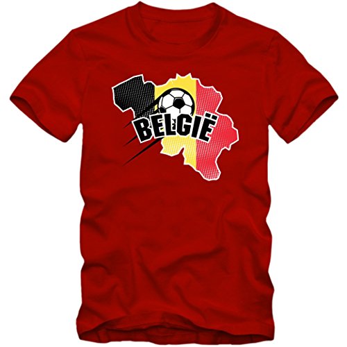 Belgien WM 2018#1 T-Shirt | Fußball | Belgique | Herren | Rote Teufel | Trikot | Nationalmannschaft, Farbe:Rot (Red L190);Größe:M
