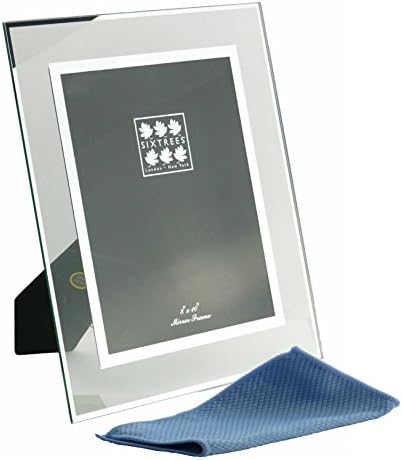 Sixtrees Flat Glass & Mirror Line inset Photo Frame for a 10" x 8" picture - Lenton Includes washable microfibre cleaning cloth.